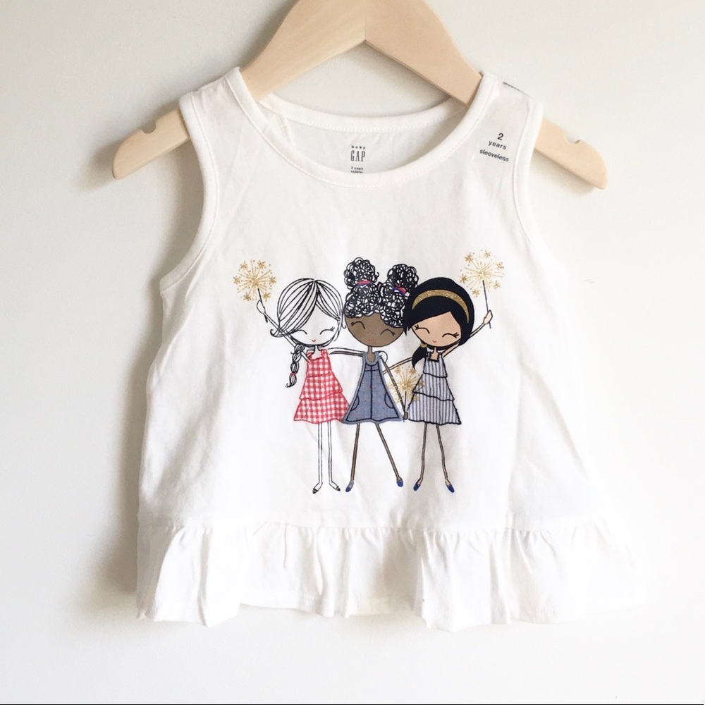 🇺🇸 NWT Gap USA Sleeveless Peplum Tank Top 18-24